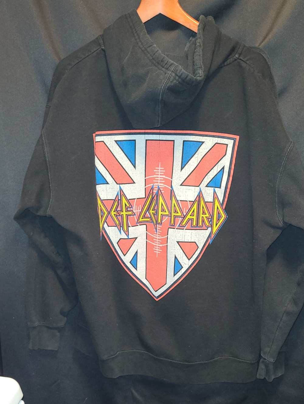 DEF LEPPARD 2015 Tour Black Union Jack Pullover Hoodie